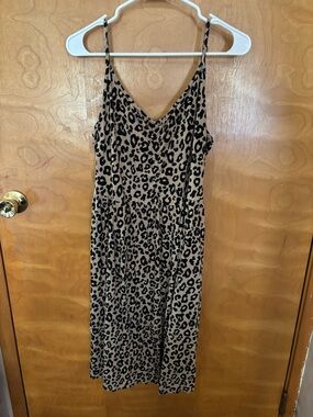 Leopard Print Slip Dress in Taupe and Black